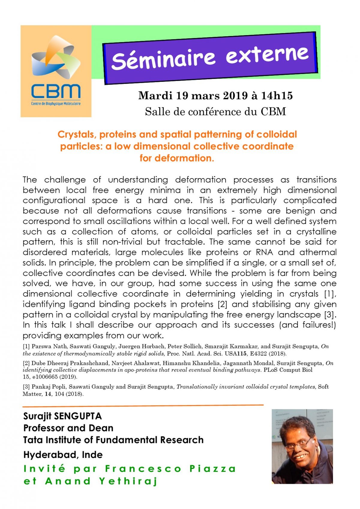 March 19, 2019 – external seminar of Professor and Dean Surajit SENGUPTA