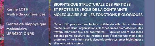 Annonce de la soutenance d'HDR de Karine Loth