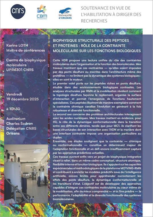 Annonce de la soutenance d'HDR de Karine Loth